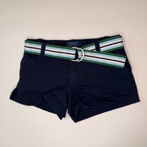 Polo by Ralph Lauren Little Girls Navy Shorts Size 4T Chino Belt